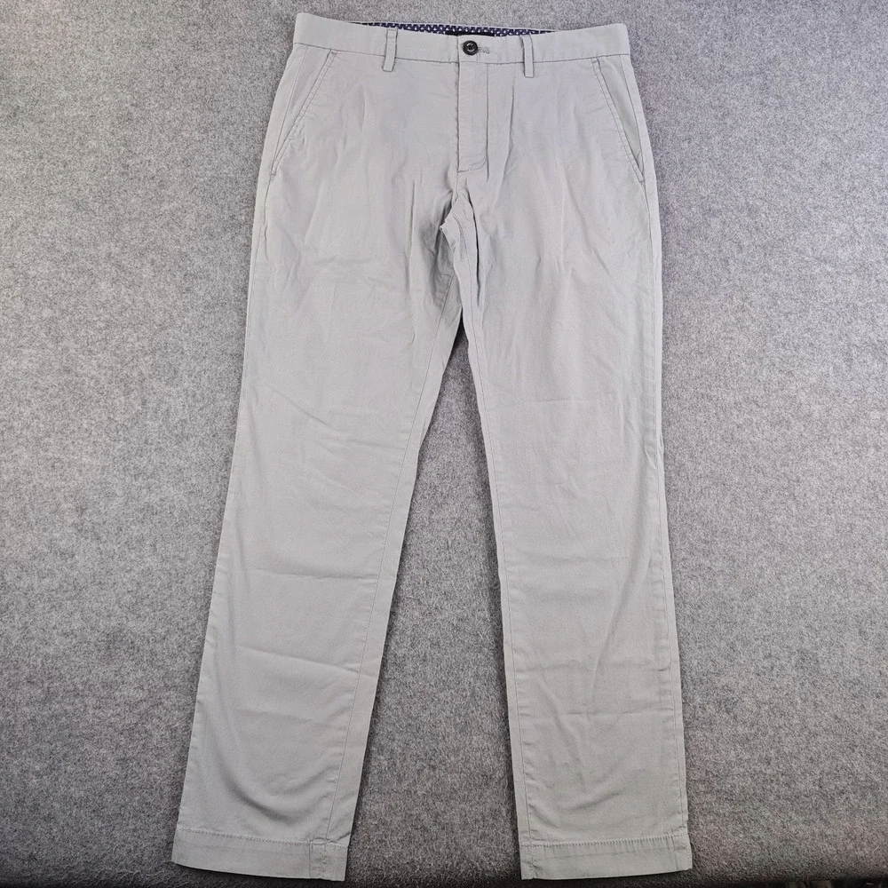 Banana Republic Aiden Chino Pants Mens 30x30 Gray Flat Front Cotton Stretch